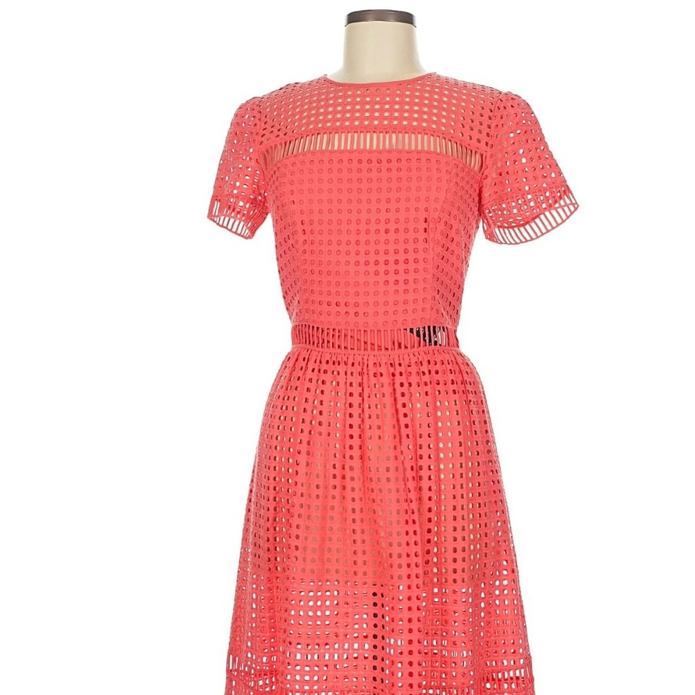 Elegant Coral Lace Dress
